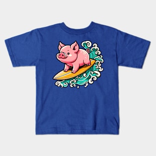 Surfing pig Kids T-Shirt